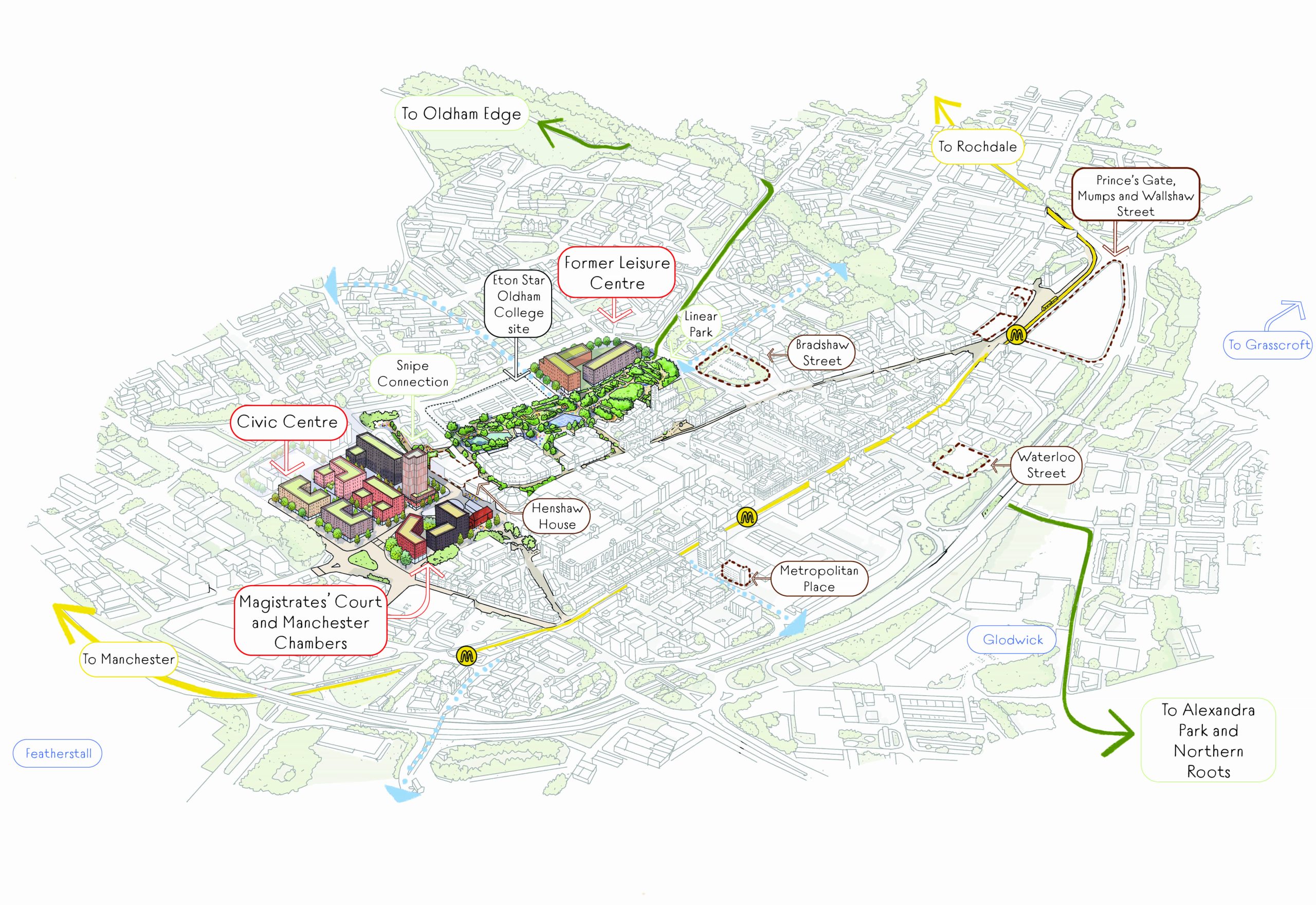 Draft illustrative masterplan for Oldham Town Centre